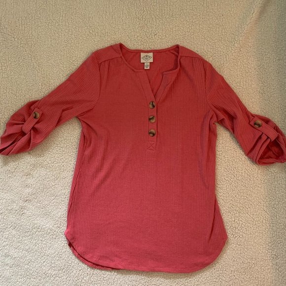 St Johns Bay Ribbed Salmon Tunic - M - Picture 1 of 5